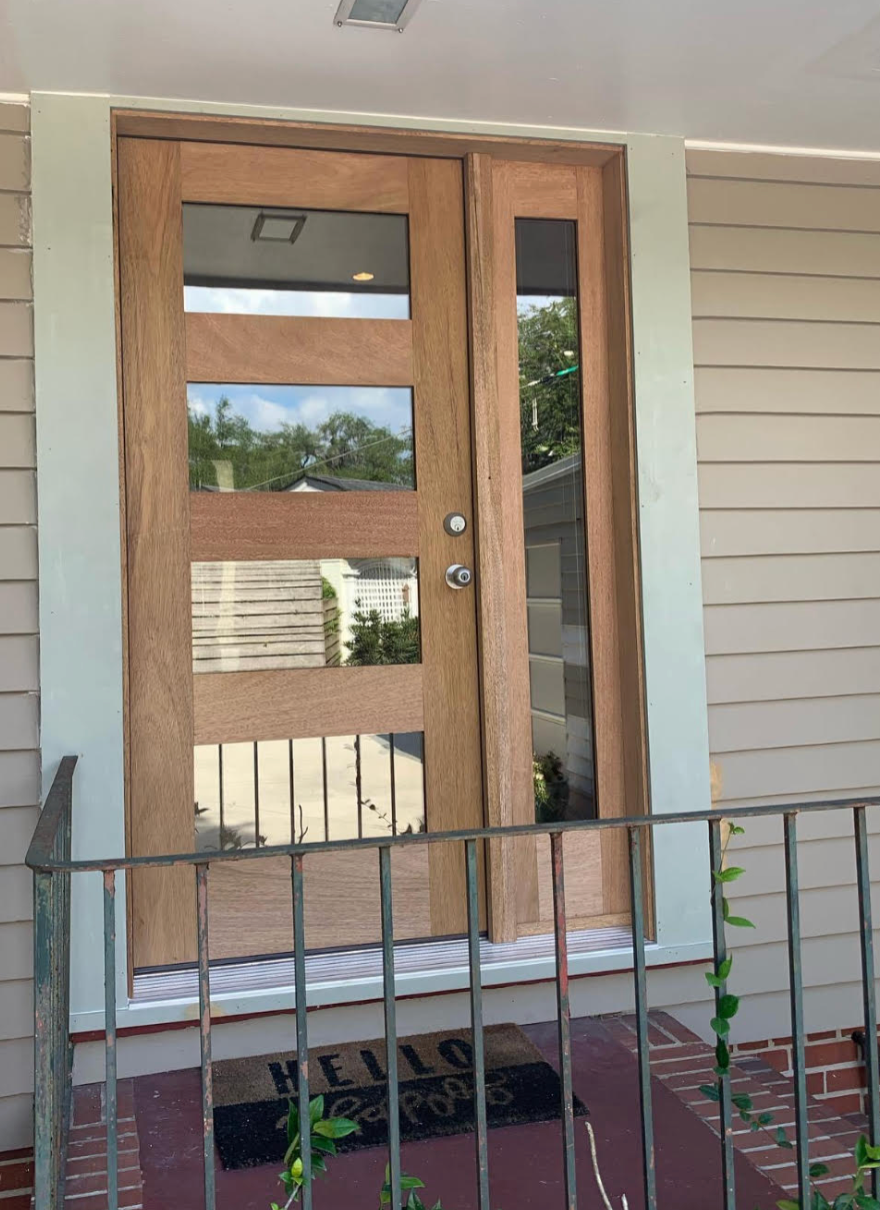 53 in x 80 in Exterior Mahogany Door | 1 Lite with Left Sidelight